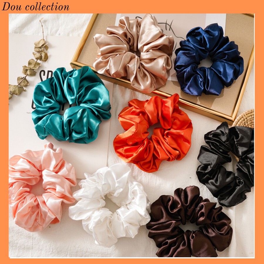 [NowShip2h] Cột Tóc Scrunchies Trơn Chất Liệu Satin Mềm Mại Thanh Lịch HOT TREND - Handmade- Mã DT015