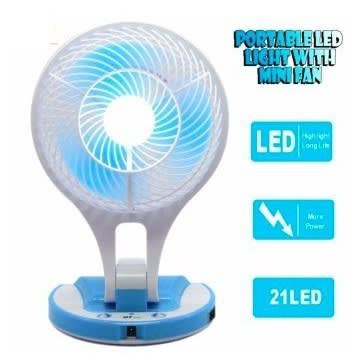 Quạt Sạc Tích Điện MINI FAN JR-5580 -DC2190 - Quạt Sạc Mini Đèn Led 2 chế độ sáng