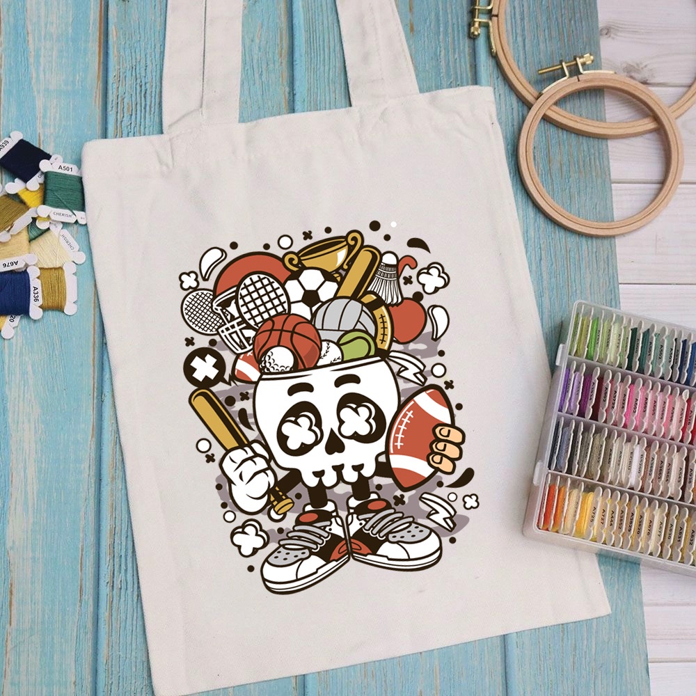 Túi vải túi Tote CARTOON DESIGN - Mẫu 2 vải canvas dày đẹp cho nữ có khóa miệng đi học đi chơi. In hình theo yêu cầu