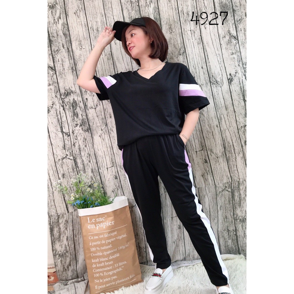 Bộ dài BIG SIZE nền Đen phối màu 4927