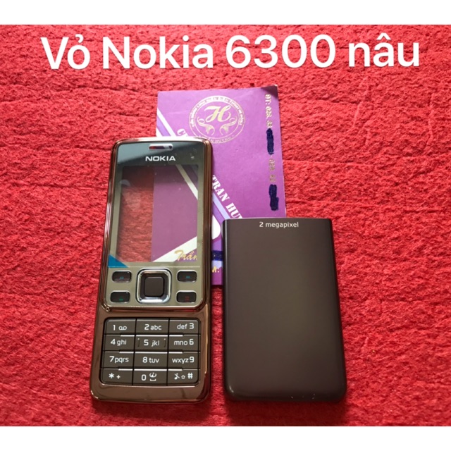 Vỏ Nokia 6300 nâu(mặt trước,mặt sau và bàn phím)không có khung sườn