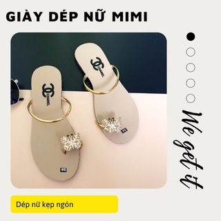 Dép nữ kẹp ngón gắn hình quai mảnh, dép xỏ ngón màu vàng xinh xắn, thời trang MIMI