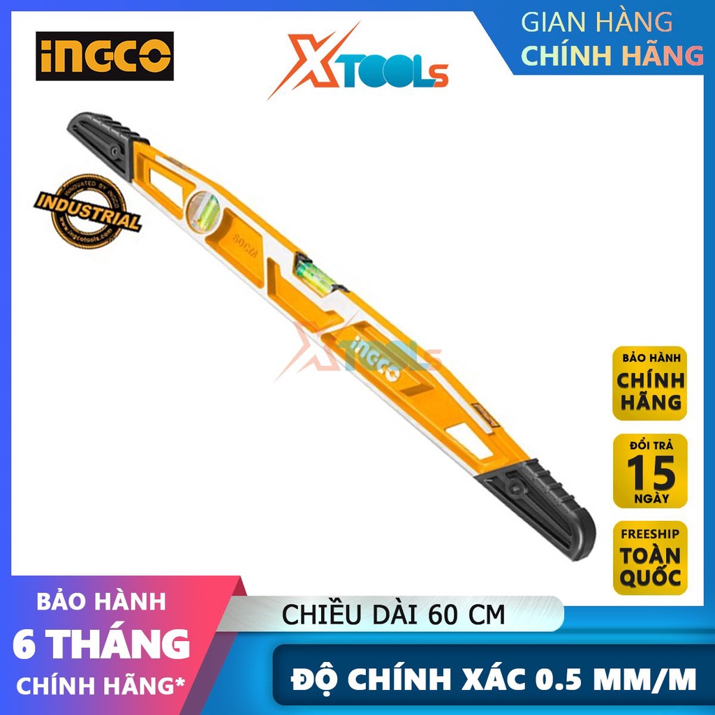 Thước Thủy Công Nghiệp 60cm INGCO HBSL08060 Độ chính xác 0.5mm/m dùng để đo độ nghiêng, góc nghiêng [CHÍNH HÃNG][XTOOLS]