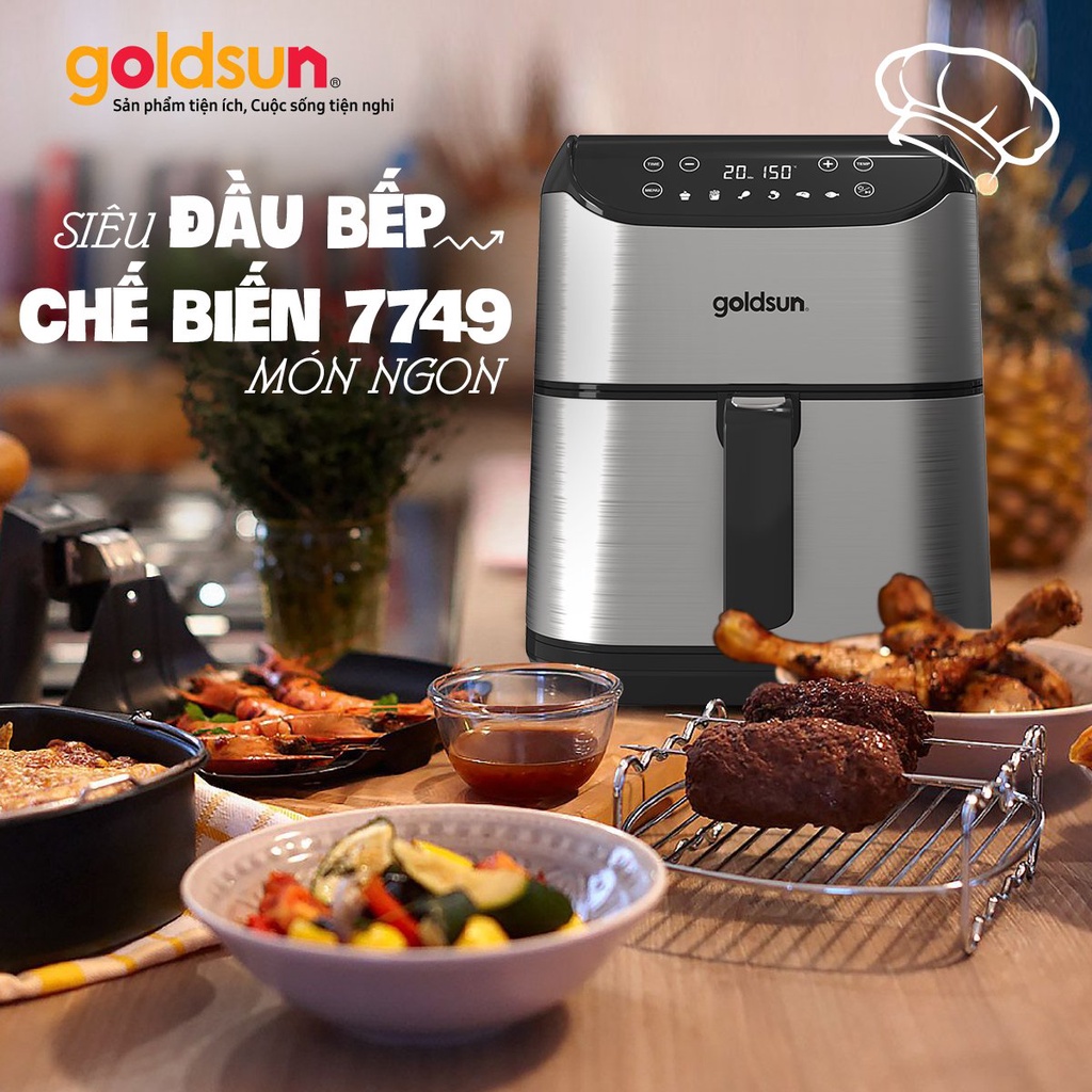 Nồi chiên không dầu goldsun GAF5842-D 1700W dung tích 5.5L lòng nồi phủ chống dính