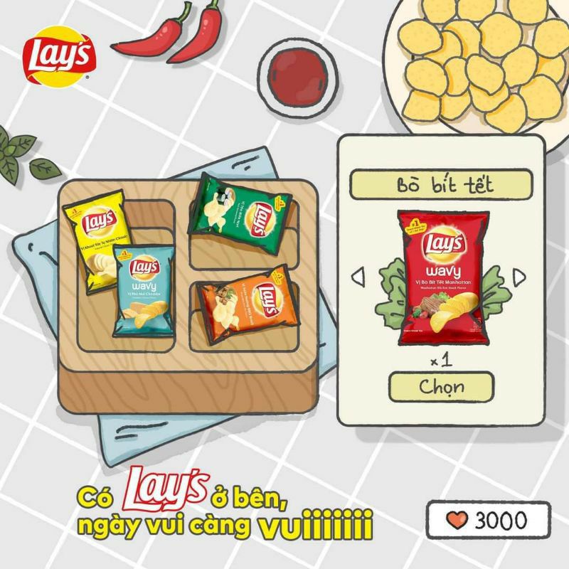 Bánh khoai tây lays 63g đã to còn nhiều