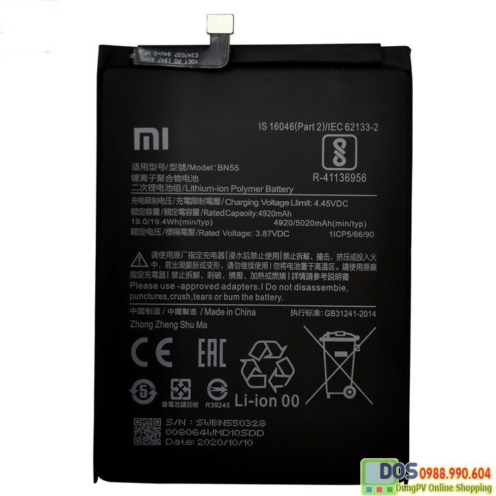 Thay pin xiaomi redmi note 9s chính hãng, pin điện thoại redmi note 9s