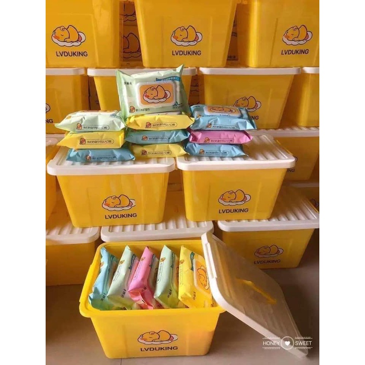 Khăn ướt Vịt vàng Dluck  - Thùng 10 bịch mỗi bịch 80 tờ - Siêu tiết kiệm