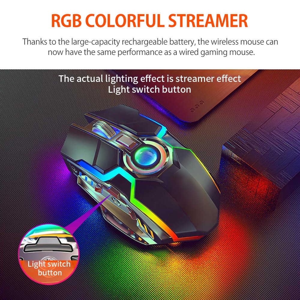 Chuột A5 Không Dây Chơi Game Sạc Pin Im Lặng Ergonomic 7 Phím Đèn Nền RGB 1600 DPI Chuột Cho Game Thủ Chuyên Nghiệp