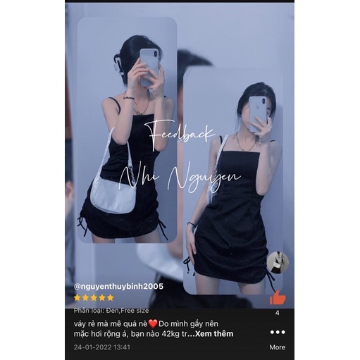 Váy ôm body hở lưng rút dây hông hai bên đen nude (Ảnh thật trãi sàn kèm feedback) | BigBuy360 - bigbuy360.vn