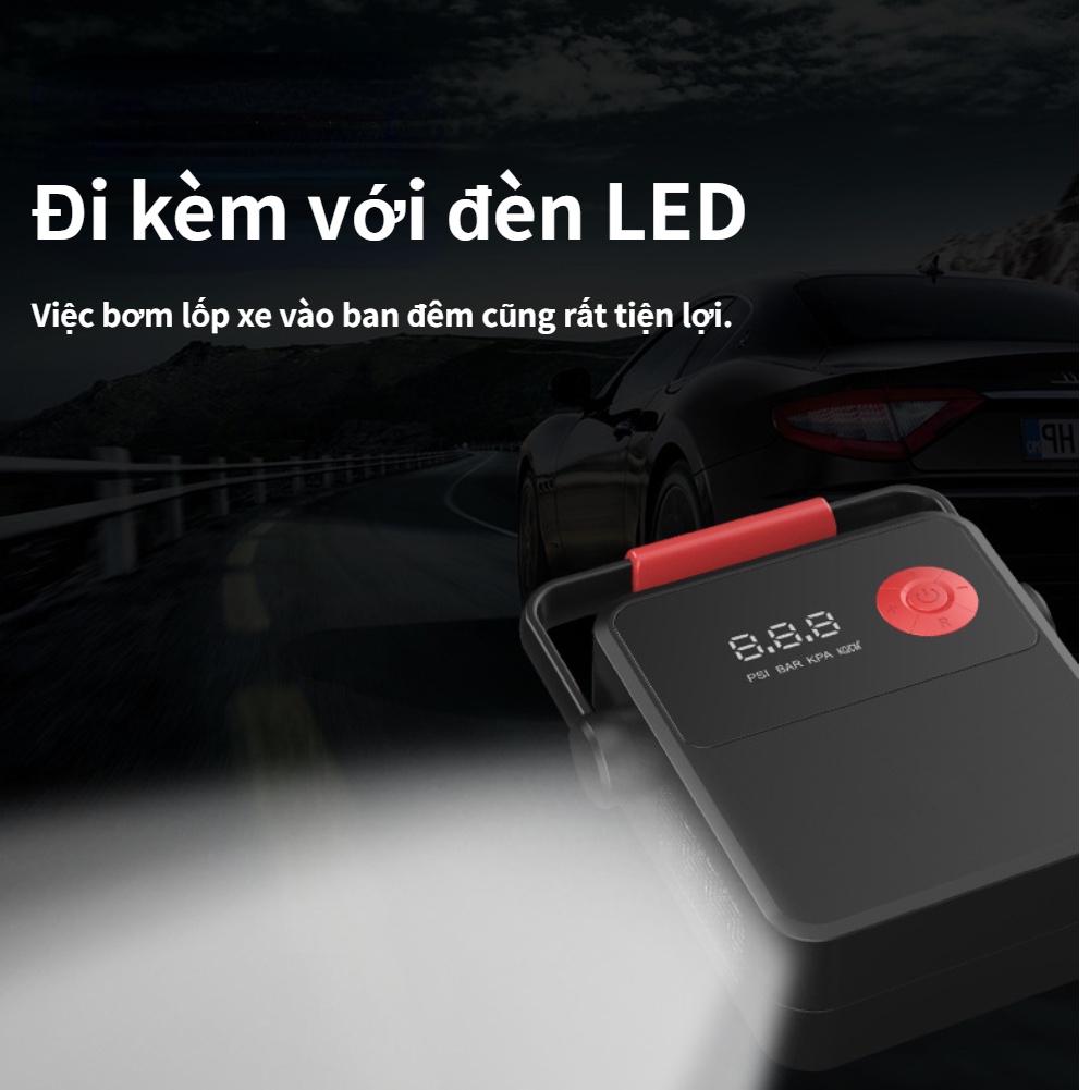 Máy bơm lốp xe hơi hoạt động điện không dây nhỏ gọn tiện lợi