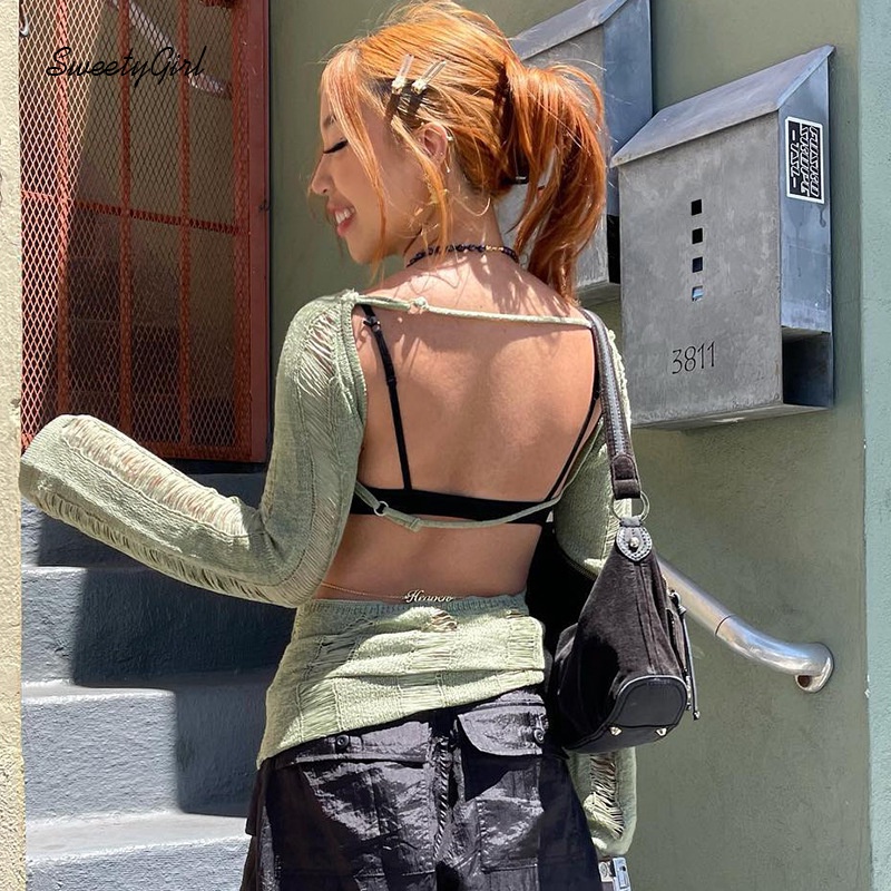 Đầm Mini Tay Dài Phối Rách Màu Trơn Thời Trang Quyến Rũ Dành Cho Nữ 2022