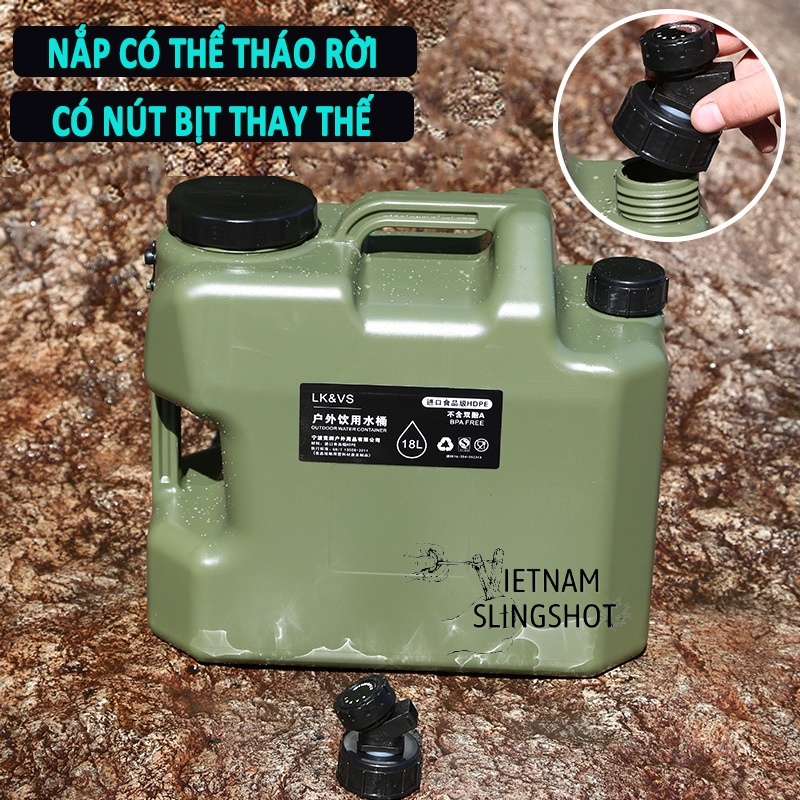 Bình đựng nước cắm trại du lịch dã ngoại di động ngoài trời, có van khóa, có vòi nối dài tiện lợi - DCP9