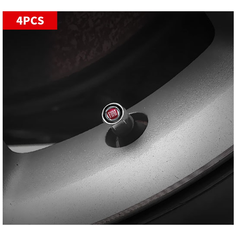 Bộ 4 Nắp Van Khí Bánh Xe Hơi Bằng Nhôm Hình Lục Giác Màu Đen / Bạc Cho Fiat Panda Bravo Punto Croma 500 595