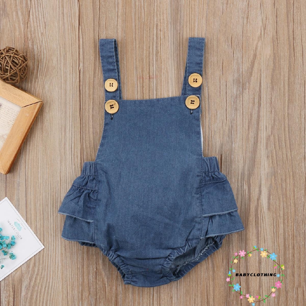 ღWSVღInfant Newborn Baby Girls Denim Romper Bodysuit Playsuit Jeans Clothes Outfits