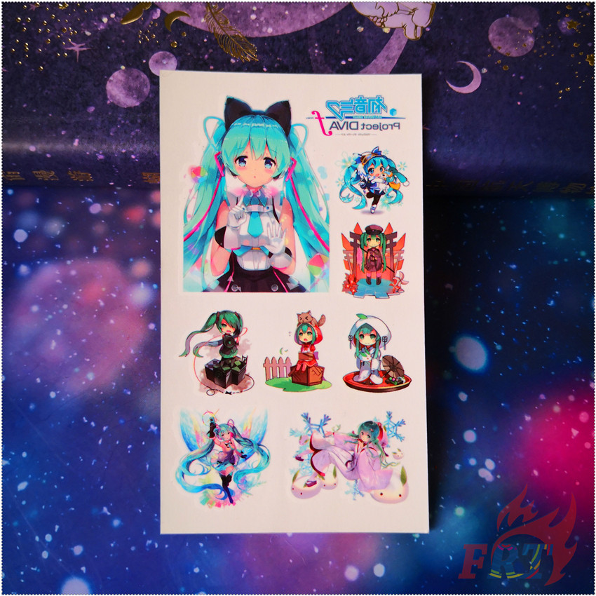 Hình xăm không thấm nước nghệ thuật cơ thể cho cánh tay chân gợi cảm hình anime Hatsune Miku Vocaloid