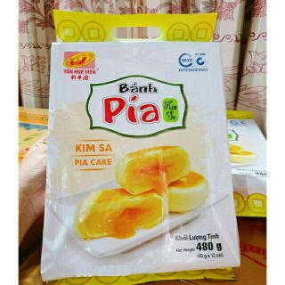 Bánh pía Kim Sa tân huê viên 1 bọc 480g 12 cái