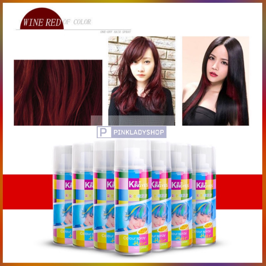 Gôm Xịt Nhuộm Tóc Màu Đỏ Rượu Vang Tạm Thời Kingyes 120ml/Chai Giữ Nếp, Tạo Kiểu Tóc, Đổi Mầu Tóc