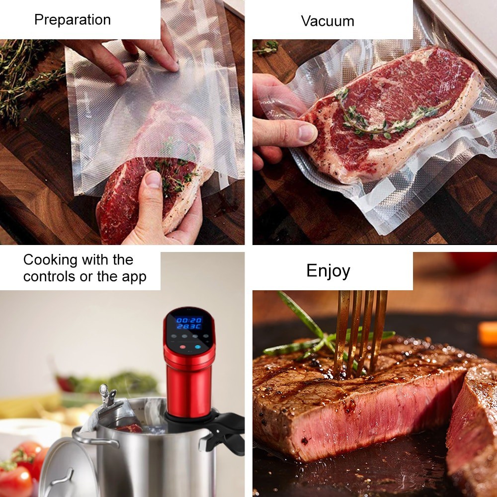 [BioloMix Brand] Combo máy nấu chậm Sous vide BioloMix SV-1900 máy hút chân không W300 chuyên dụng và phụ kiện 5 món