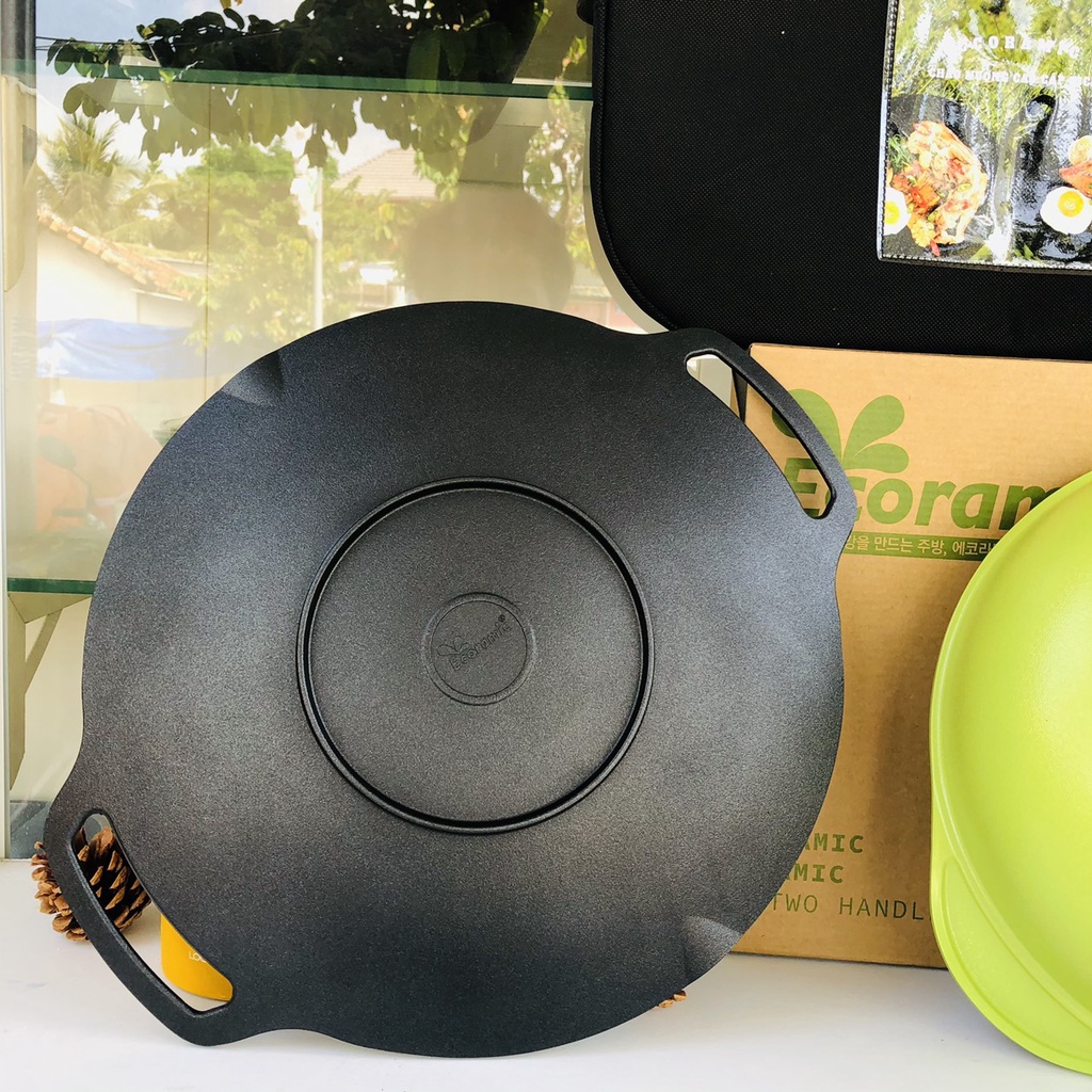 |CHÍNH HÃNG| Chảo nướng chống dính Ecoramic Korea 33cm tặng kèm túi đựng Picnic siêu tiện lợi | BigBuy360 - bigbuy360.vn