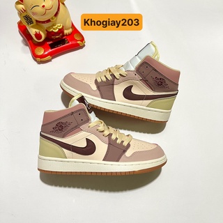 giày Jordan hồng kem cao cổ,giày JD 1 nâu trà sữa cao cấp
