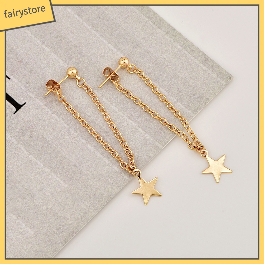 Khuyên Tai Dáng Dài Hình Ngôi Sao Năm Cánh Thời Trang Cho Nữ