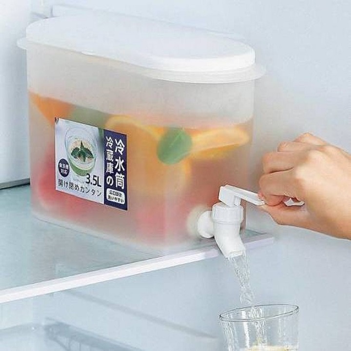 Bình đựng nước/ chanh/ detox có vòi để tủ lạnh dung tích 3.5L, Bình nhựa trong suất chịu nhiệt tốt