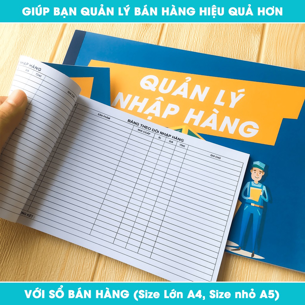Sổ bán hàng mới, sổ quản lý bán hàng hiệu quả có 2 kích cỡ  và , loại cơ bản và loại dành cho bán hàng online