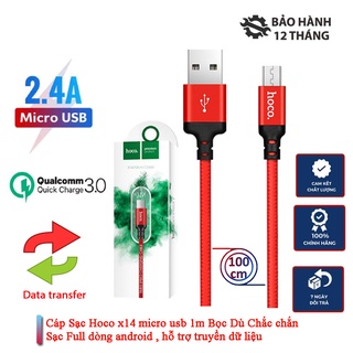 CÁP HOCO X14 1m CỔNG MICRO 2 màu đỏ đen