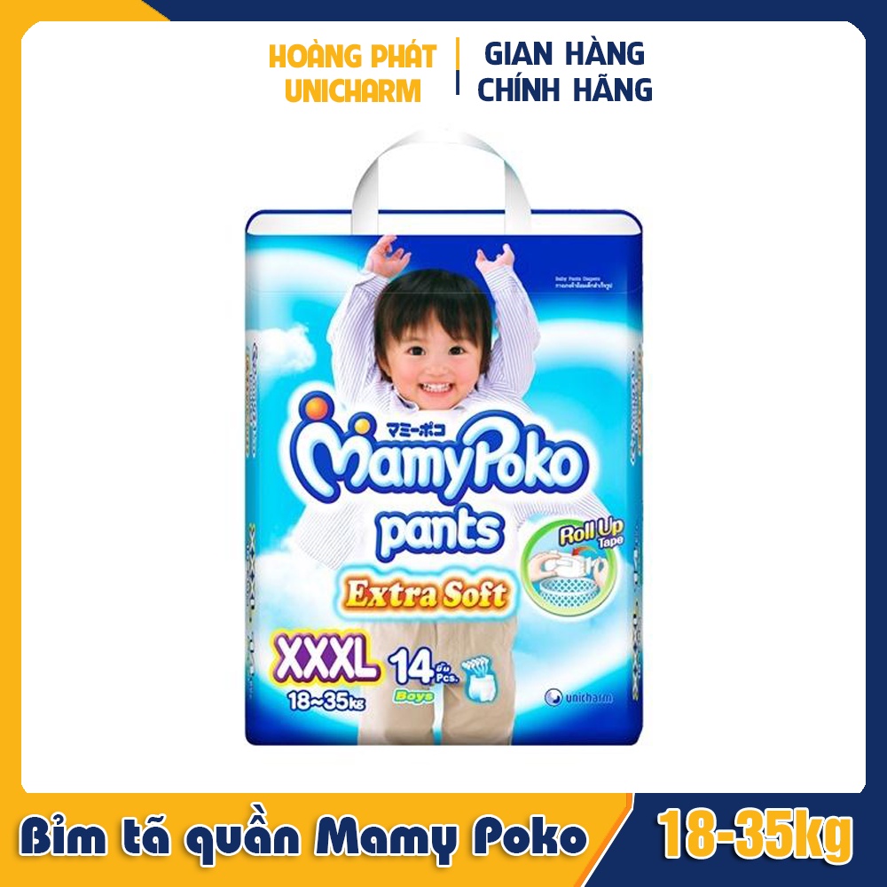 Bỉm tã quần Mamy Poko size XXXL 14 miếng cho bé 18-35kg