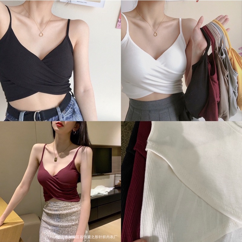 Áo 2 dây,áo thun 2 dây chéo thân chất thun dày dặn , co giãn -A18
