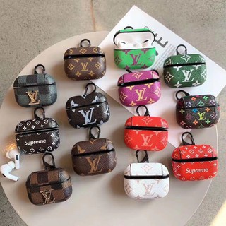 Vỏ Bảo Vệ Hộp Sạc Tai Nghe AirPods Pro / 3 Bằng Da In Logo LV Phong Cách Âu Mỹ Sang Trọng Chống Sốc Tiện Dụng Ốp