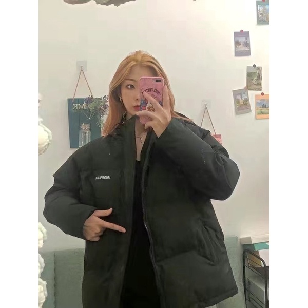 Áo phao béo có mũ thêu chữ UNOFFCALL