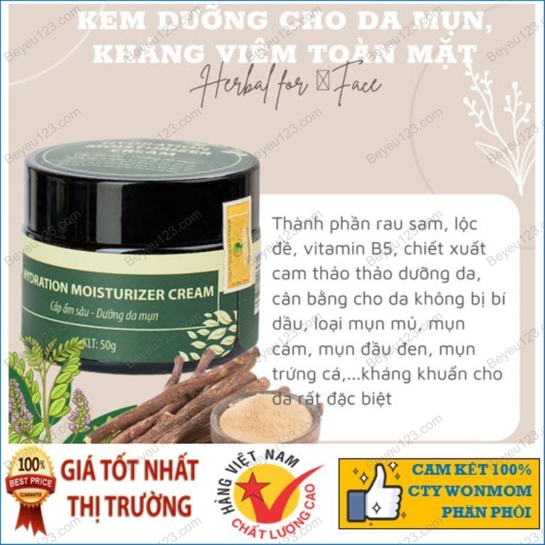 COMBO Chăm sóc chuyên sâu da mặt cho Mẹ Wonmom (1 Kem Nghệ Tươi + 1 Sữa Rửa Mặt + 1 Kem Dưỡng Da Mặt + 1 Serum Mụn)