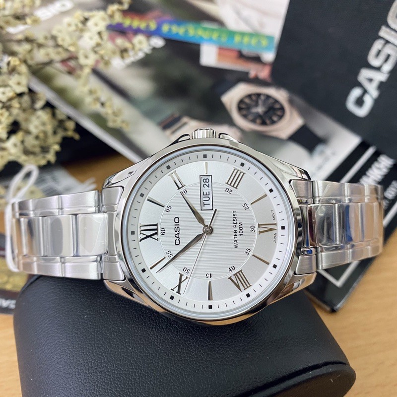 Đồng hồ nam dây kim loại Casio chính hãng Anh Khuê MTP-1384D-7AVDF