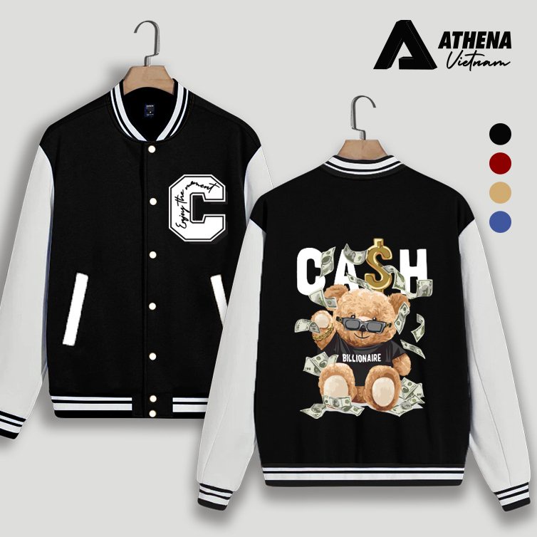 Áo Cardigan Bomber BearCash - Áo Khoác Varsity Jacket Athenas  ( có size cho Trẻ )