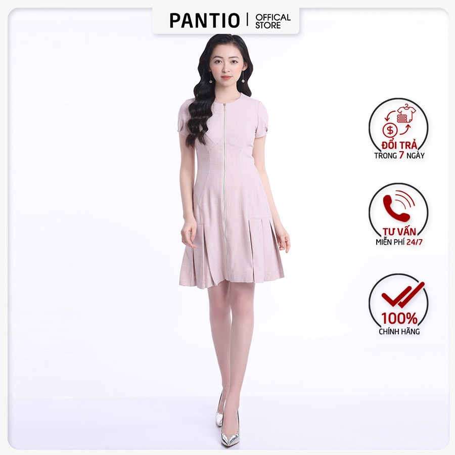 Đầm công sở chất liệu thô mềm thiết kế khóa kéo dáng xòe FDC32519 - PANTIO