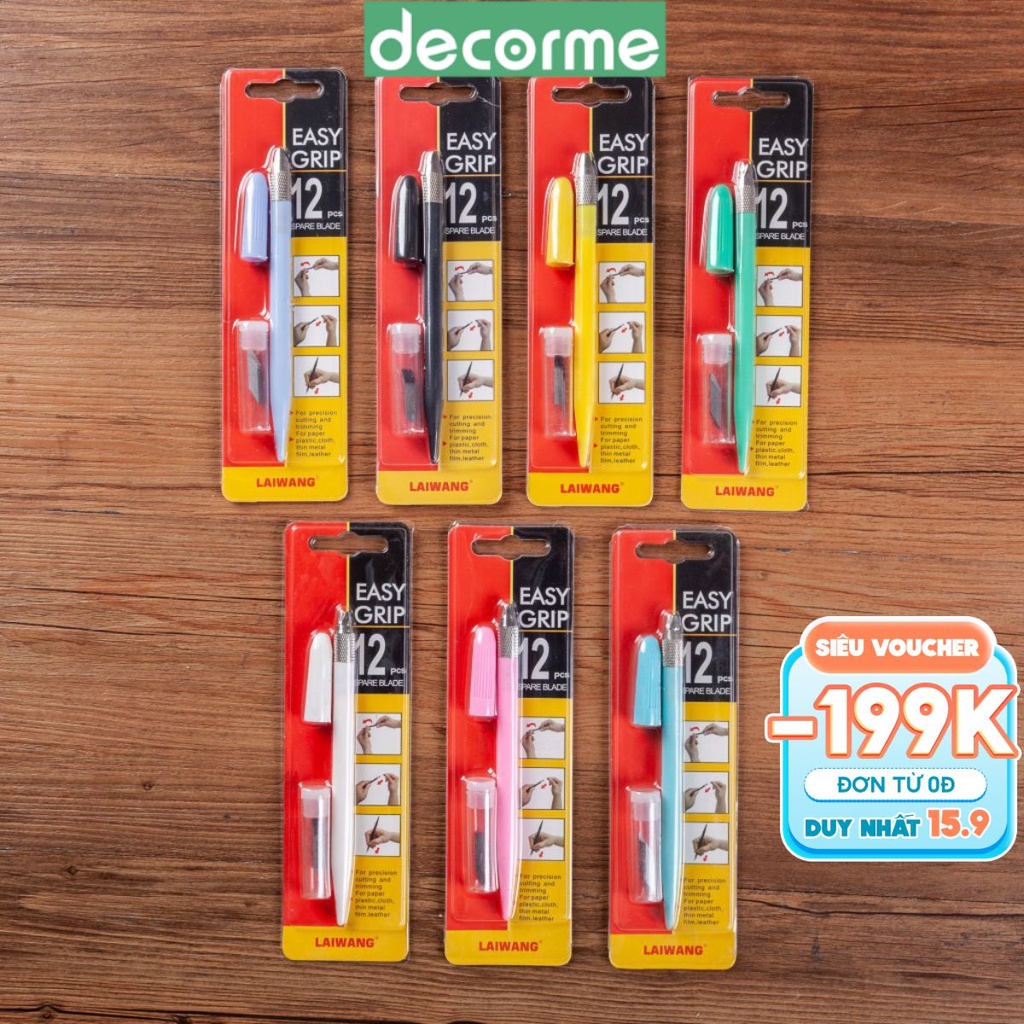 Dao cắt washi tape tỉa sticker DecorMe dụng cụ dán bullet journal tiện lợi (Kèm 12 lưỡi cắt)
