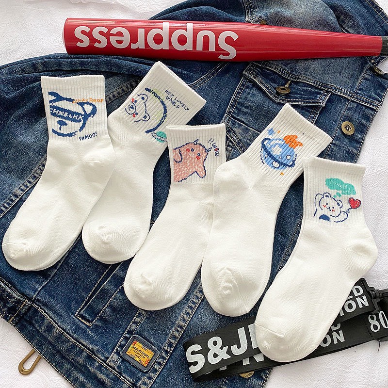 Tất vớ cổ cao họa tiết con vật dễ thương thoáng mát, thấm hút mồ hôi TT87