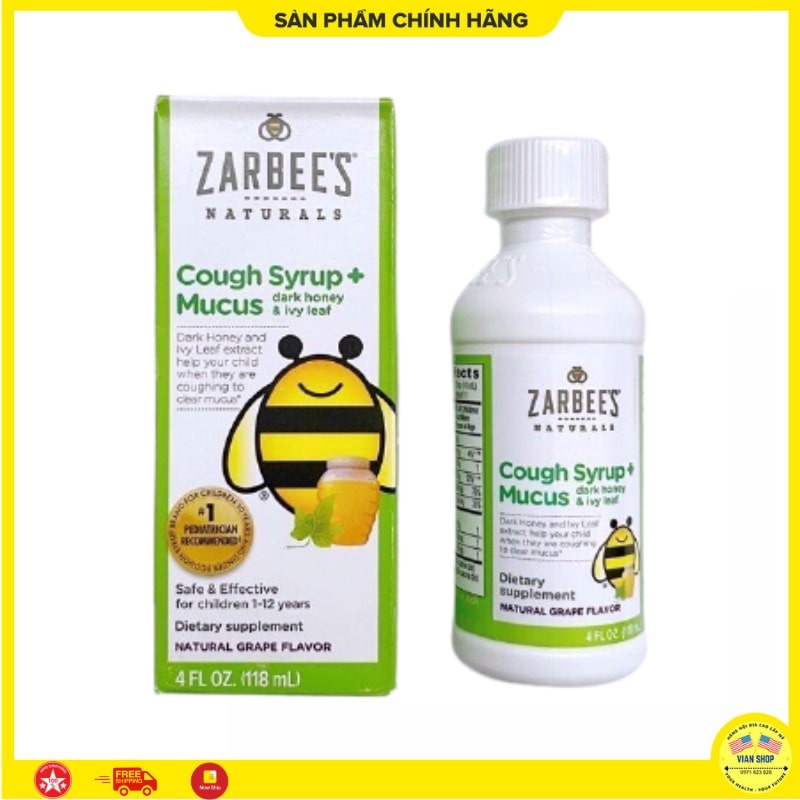Siro Zarbee's Mucus ⚡CHÍNH HÃNG MỸ⚡ Siro ho long đờm cho bé 1-12 tuổi
