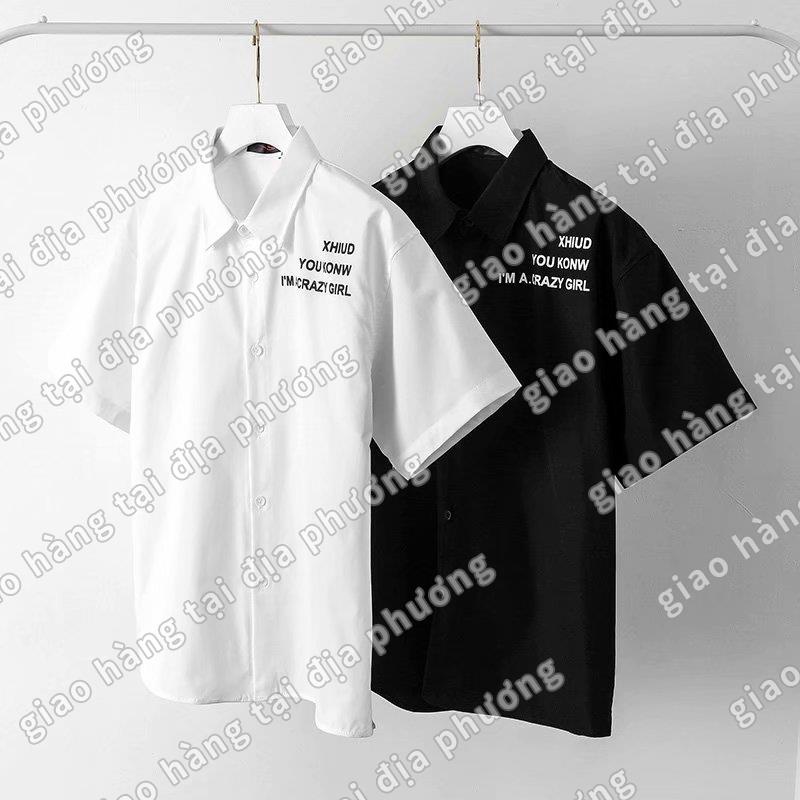 Giá Sỉ☬☍⊕Áo sơ mi tay ngắn in chữ kiểu dáng thời trang dành cho nam