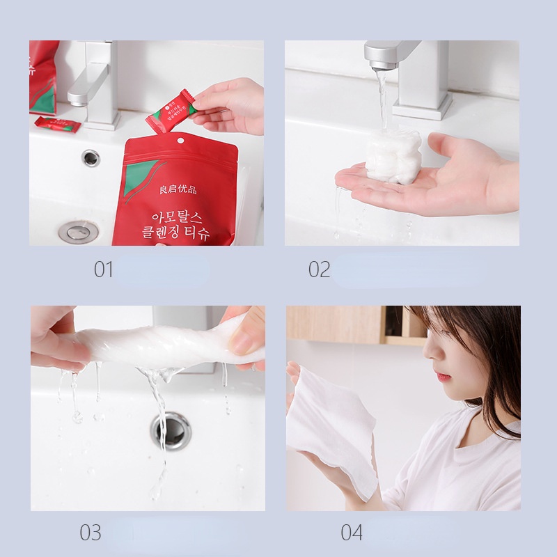 Khăn Tắm Cotton Nén Dùng Một Lần Kích Thước 4 Size