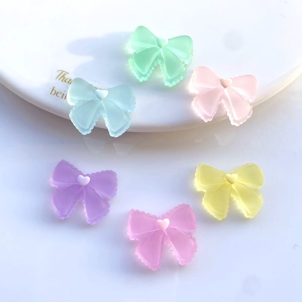 Set 10 Dây Cột Tóc Đính Nơ Nhựa Xinh Xắn