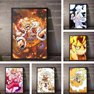 Tranh Vải Cuốn Treo Tường Họa Tiết Hoạt Hình One Piece Gear 5 Nika Luffy