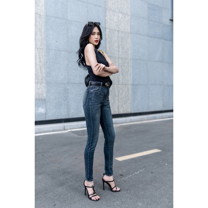 Quần skinny jean Masara dáng ôm màu xanh rêu