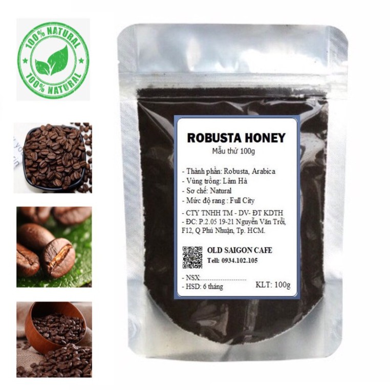 {Mẫu thử 100g} Cà Phê Robusta Honey