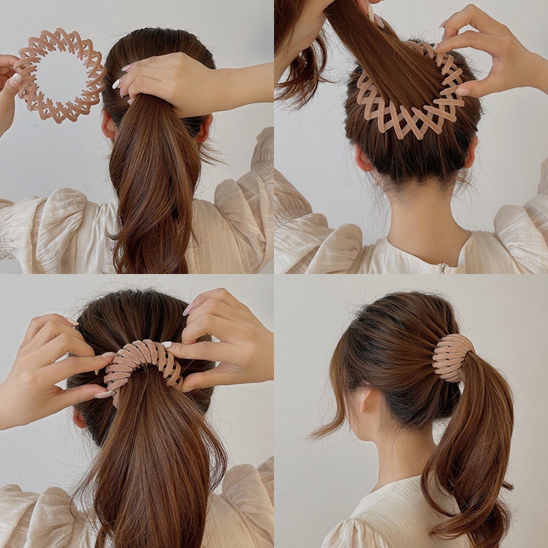Dụng cụ uốn tóc đuôi ngựa hình tròn có thể thu gọn tiện dụng