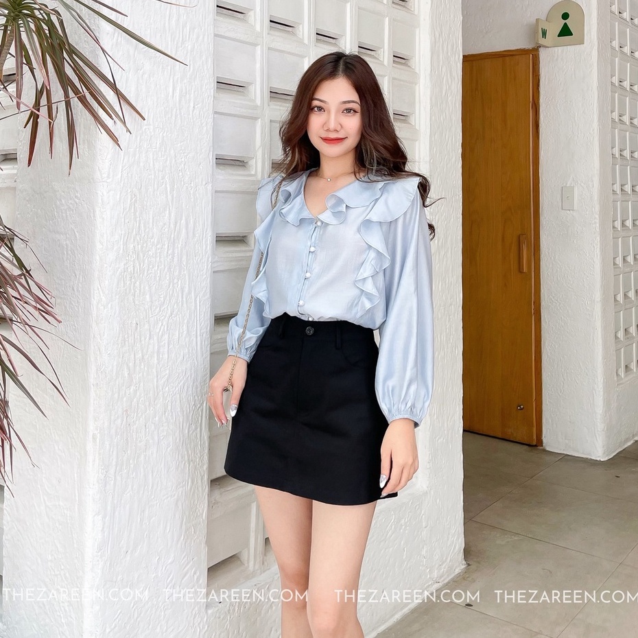 ÁO SƠ MI CỖ BÈO ZAREEN SOM60 XANH DƯƠNG