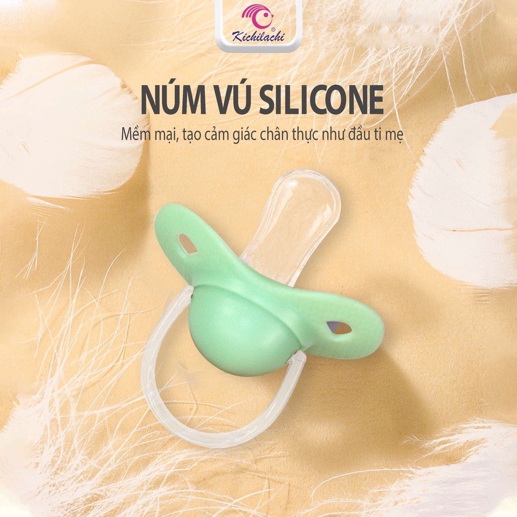 Ty ngậm, ty giả silicon kichi loại đẹp cho bé 0-6m, mềm mai như ti mẹ chống giật mình quấy khóc ở trẻ