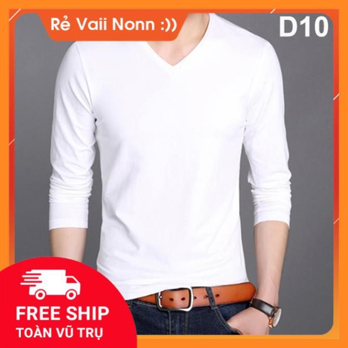 Áo thun nam tay dài cổ tim, chất cotton 4 chiều , nhiều màu dáng ôm thời trang ( Ảnh Thật )