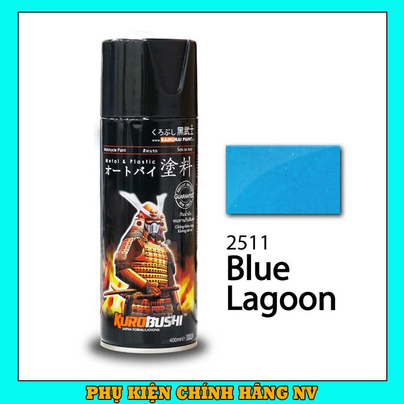 Sơn Samurai màu xanh đầm phá 2511 chính hãng, sơn xịt dàn áo xe máy chống nứt nẻ, kháng xăng